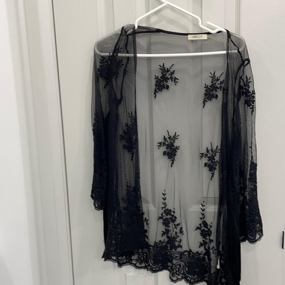 Black net floral top.